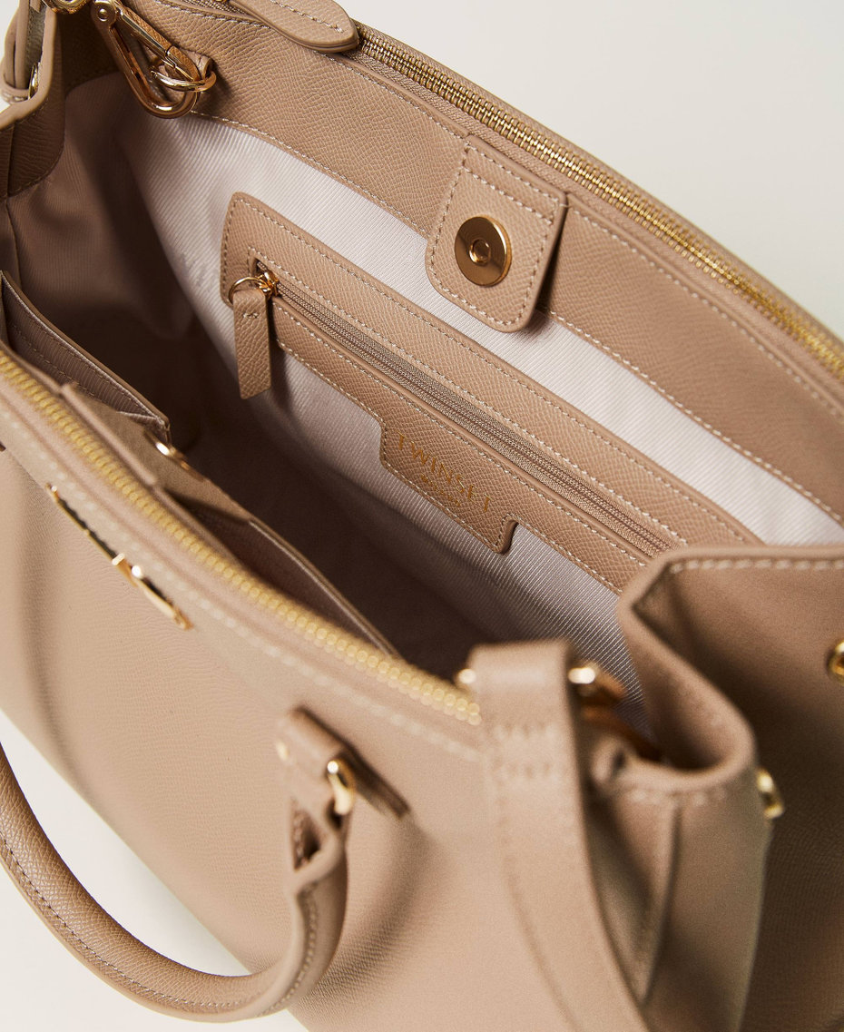 Shopper with inner separator and Oval T Light Taupe Grey Woman 232TB7172_00718_04