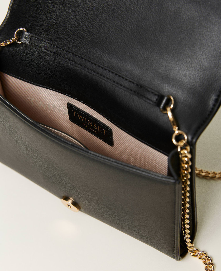 Clutch with feathers and Oval T rhinestones