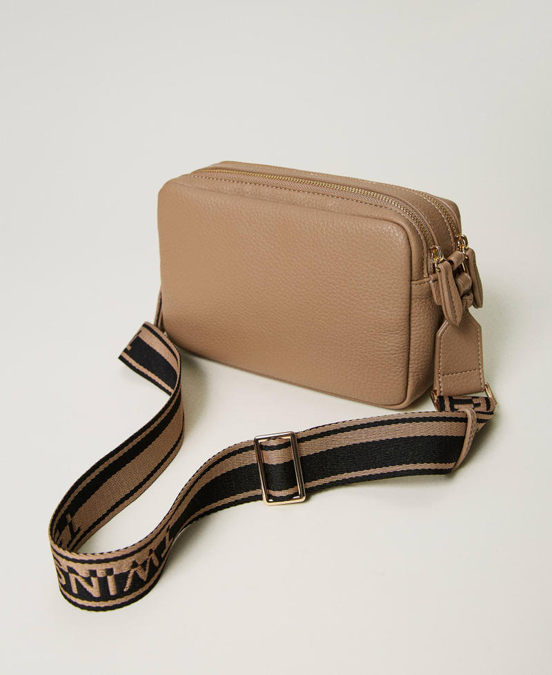 Bag with logo ribbon shoulder strap Woman, Grey | TWINSET Milano