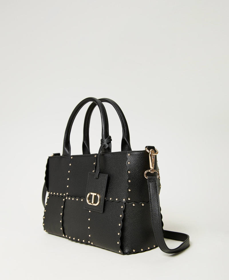 ‘Lucky’ shopper with scalloping and studs Black Woman 232TB7260_00006_02
