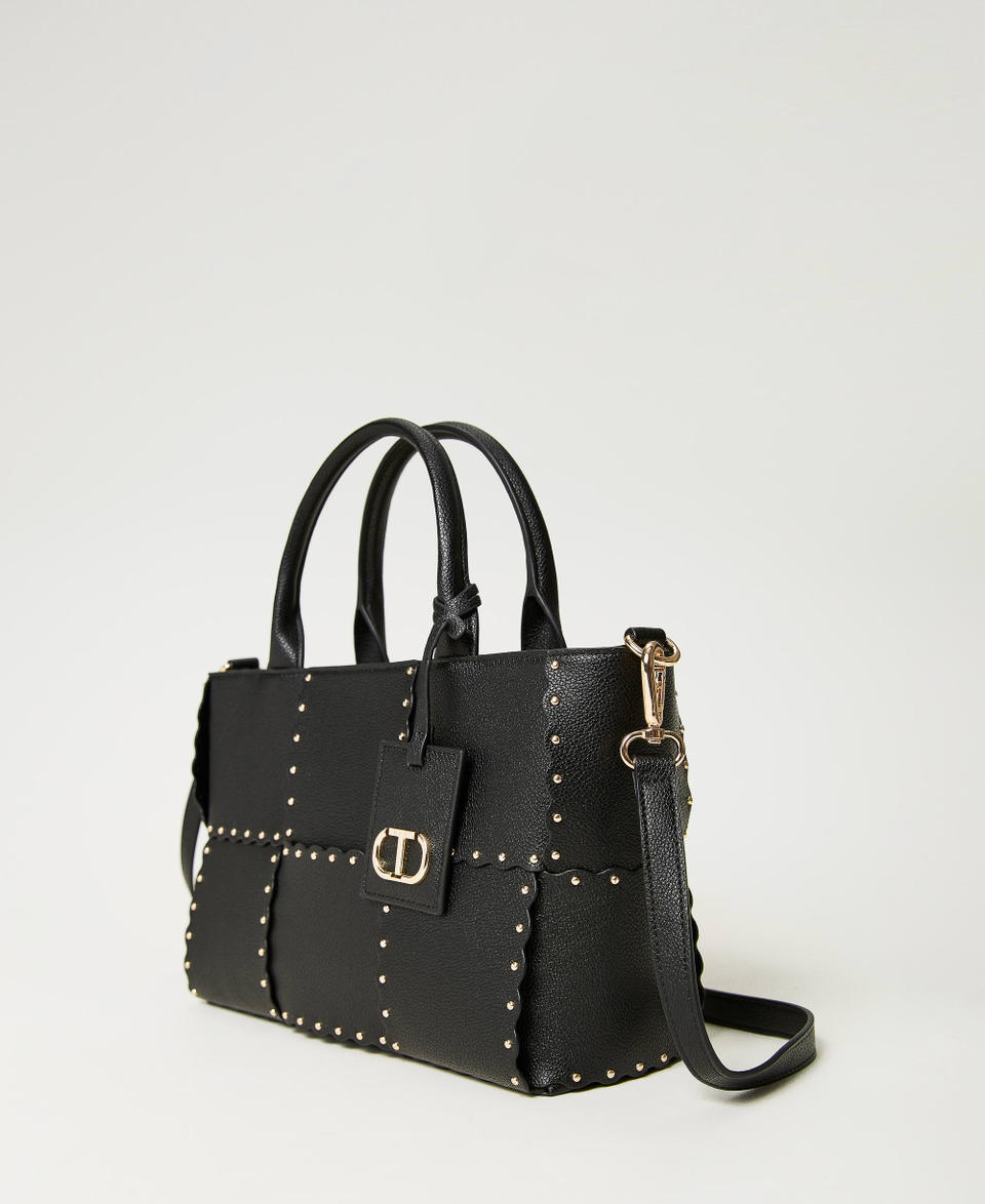 ‘Lucky’ shopper with scalloping and studs Black Woman 232TB7260_00006_02