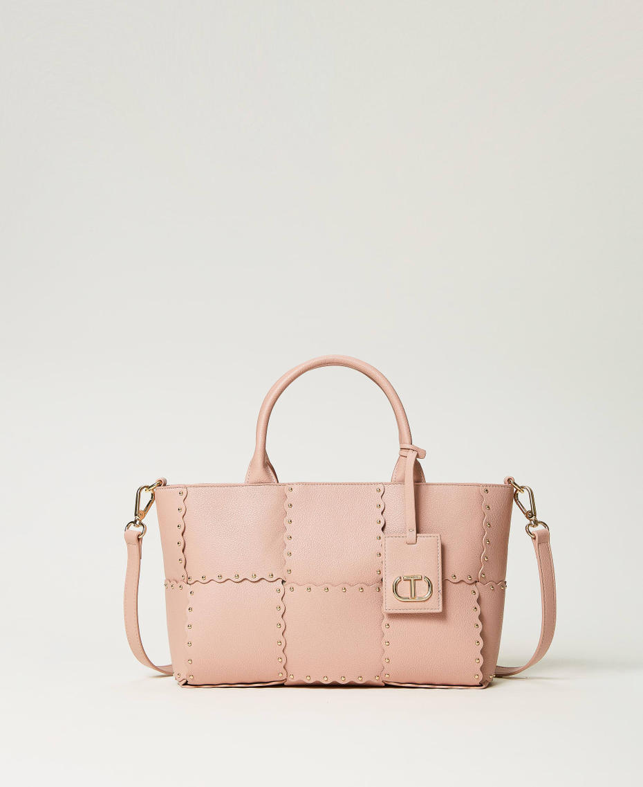 ‘Lucky’ shopper with scalloping and studs Misty Pink Woman 232TB7260-01