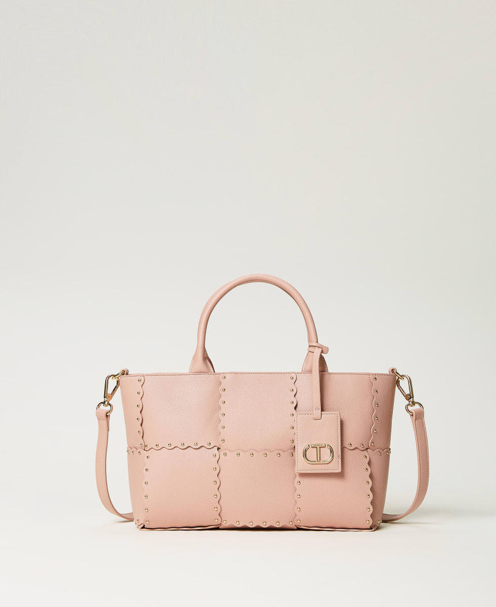 &lsquo;Lucky&rsquo; shopper with scalloping and studs