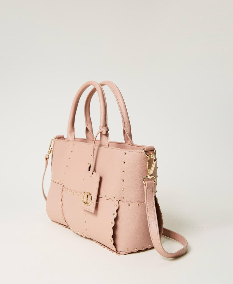 ‘Lucky’ shopper with scalloping and studs Misty Pink Woman 232TB7260-02