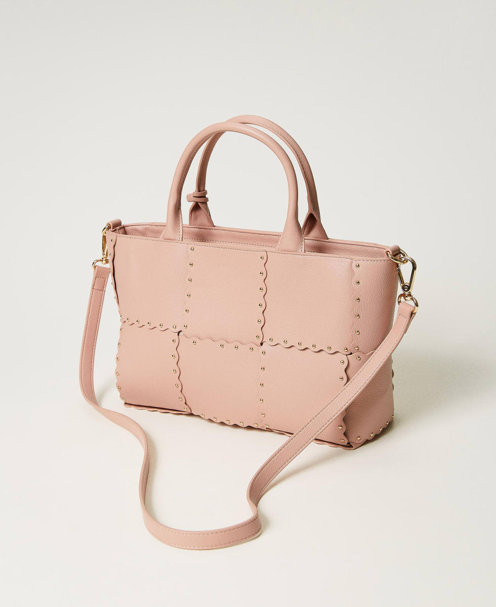 &lsquo;Lucky&rsquo; shopper with scalloping and studs