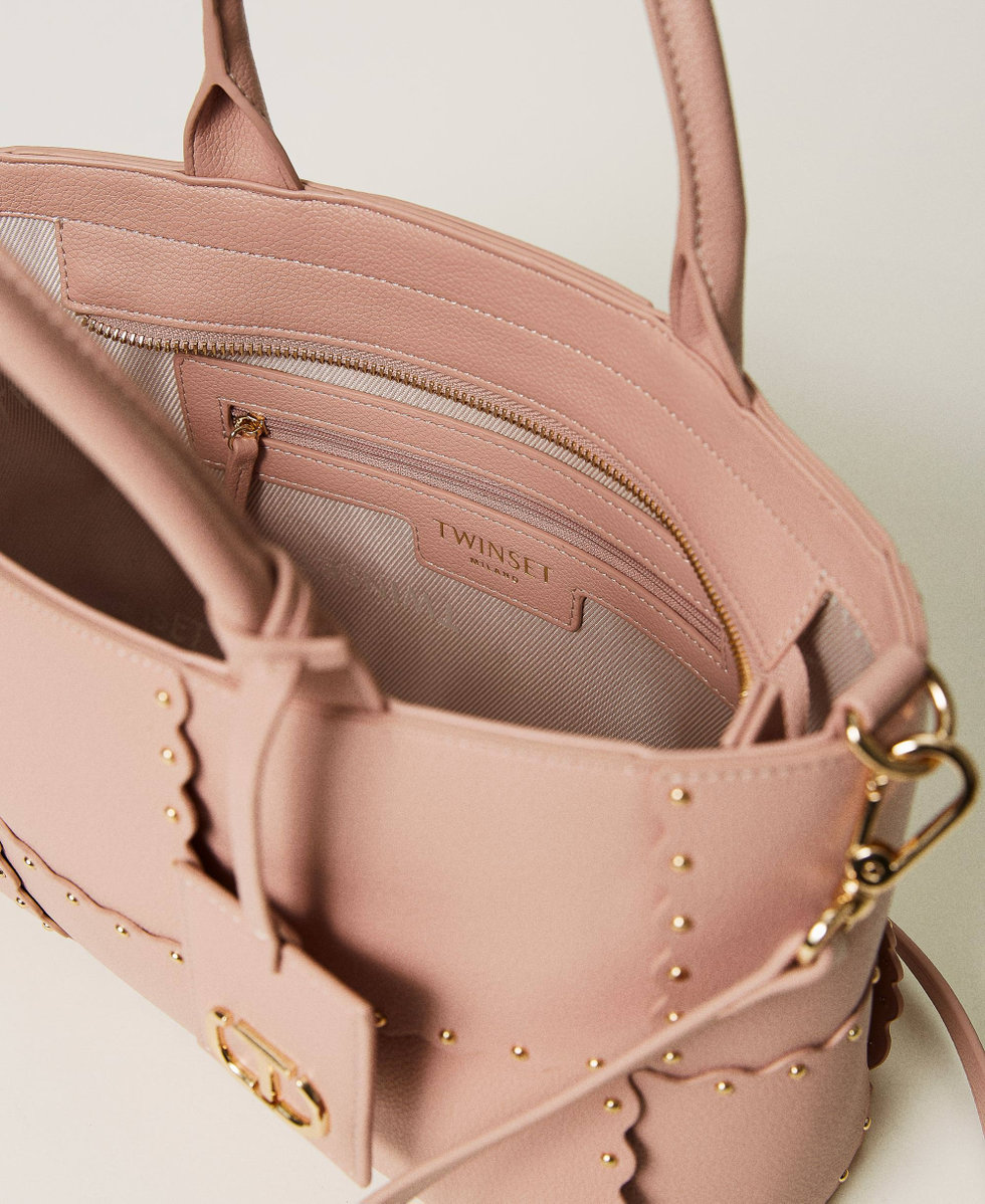 &lsquo;Lucky&rsquo; shopper with scalloping and studs