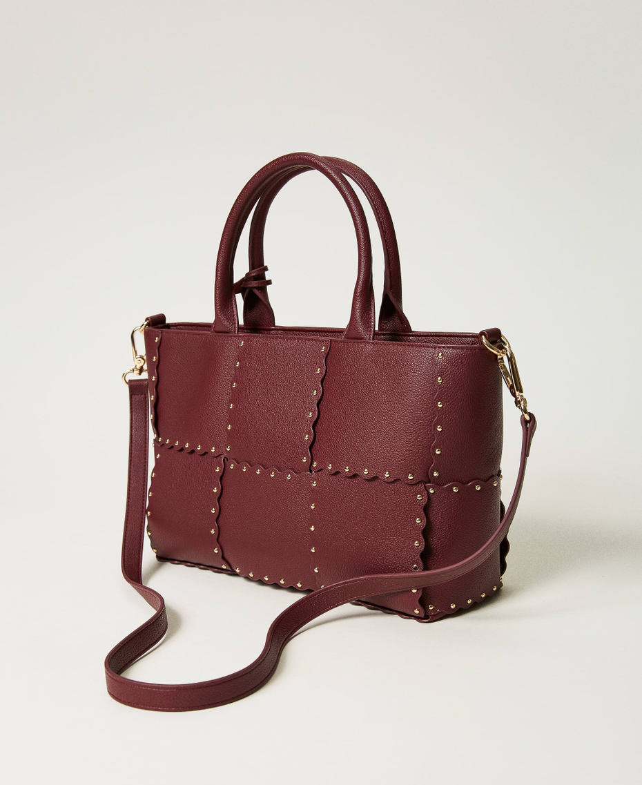 ‘Lucky’ shopper with scalloping and studs "Raspberry Radiance" Purple Woman 232TB7260_07212_03