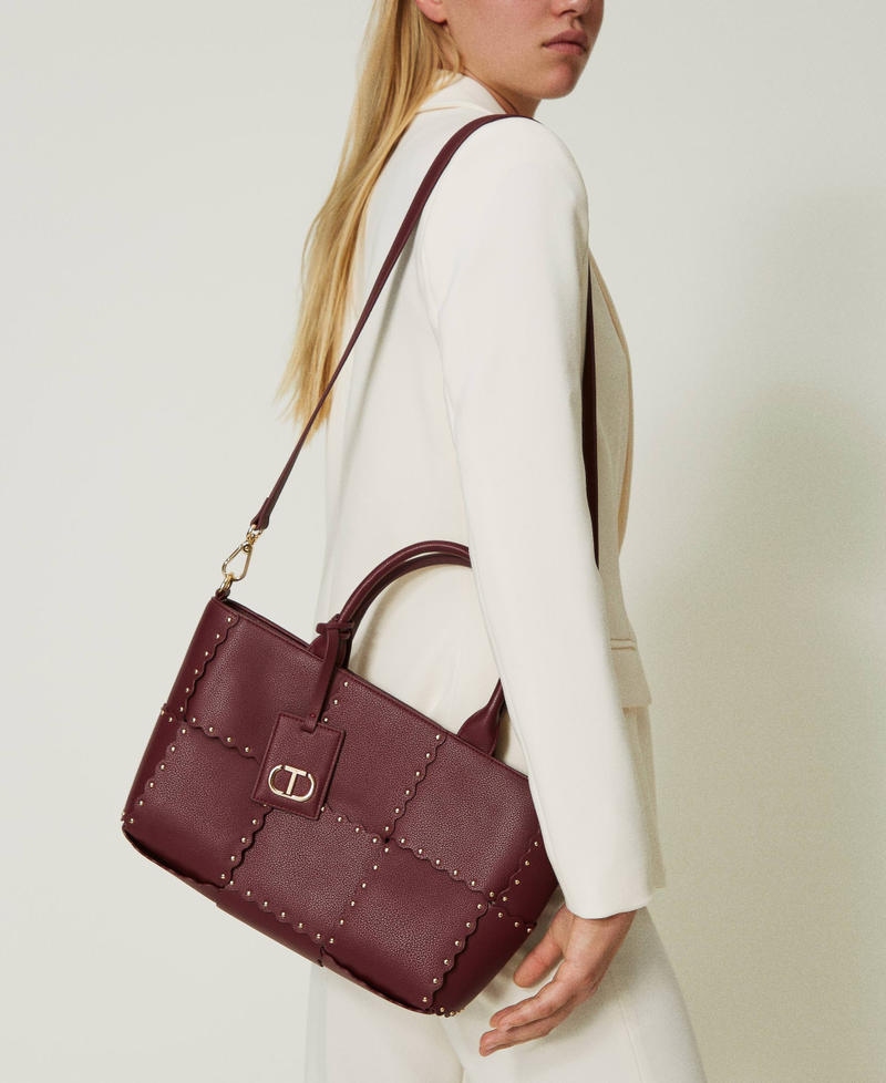 ‘Lucky’ shopper with scalloping and studs "Raspberry Radiance" Purple Woman 232TB7260_07212_0S
