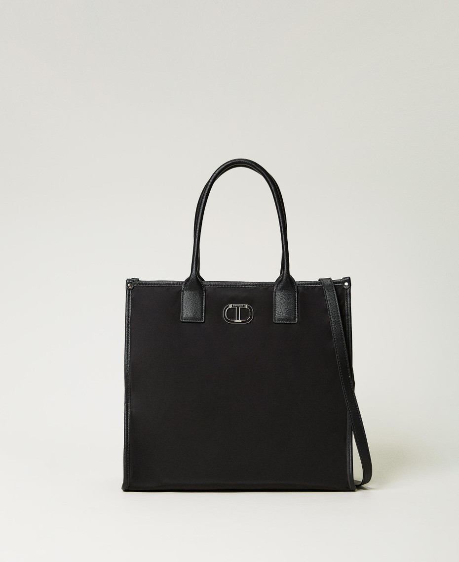 Flip Borsa In Tessuto Da Donna, Nero, Taglia Unica - 42 X 38 Cm, Tracolla Con Stampa