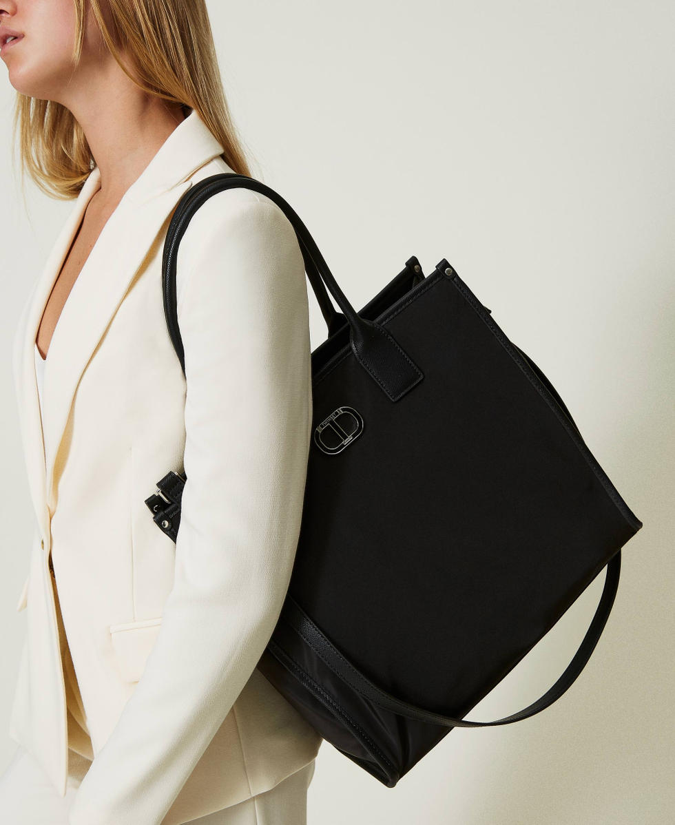 Borsa shopper in tessuto tecnico Donna Nero TWINSET Milano