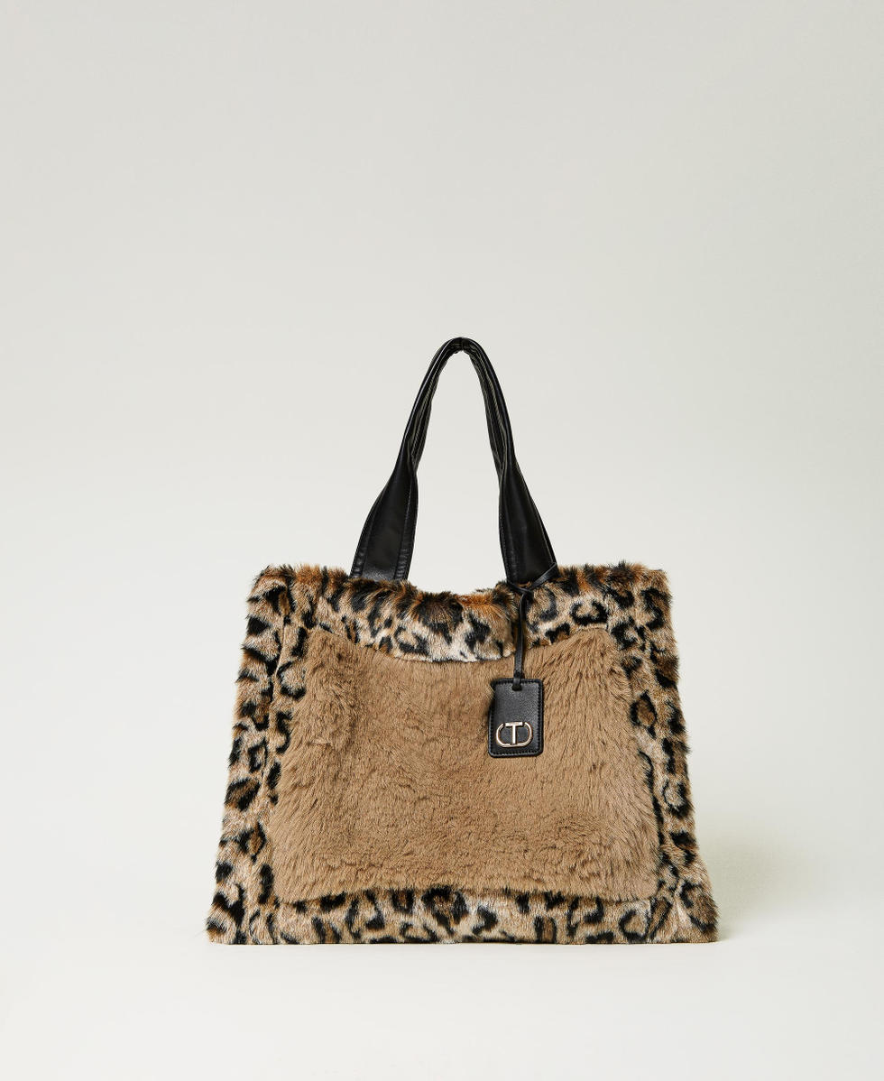 Faux fur shopper