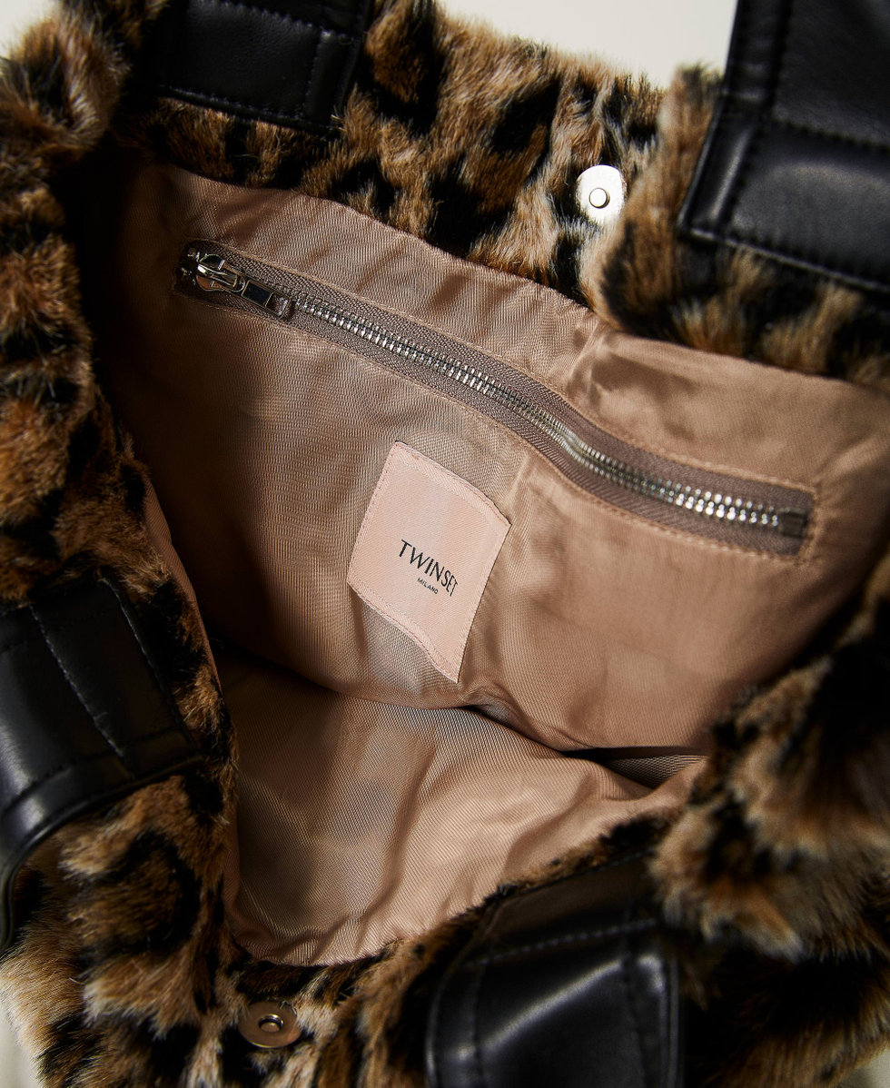 Borsa shopper in faux fur Donna, Marrone | TWINSET Milano