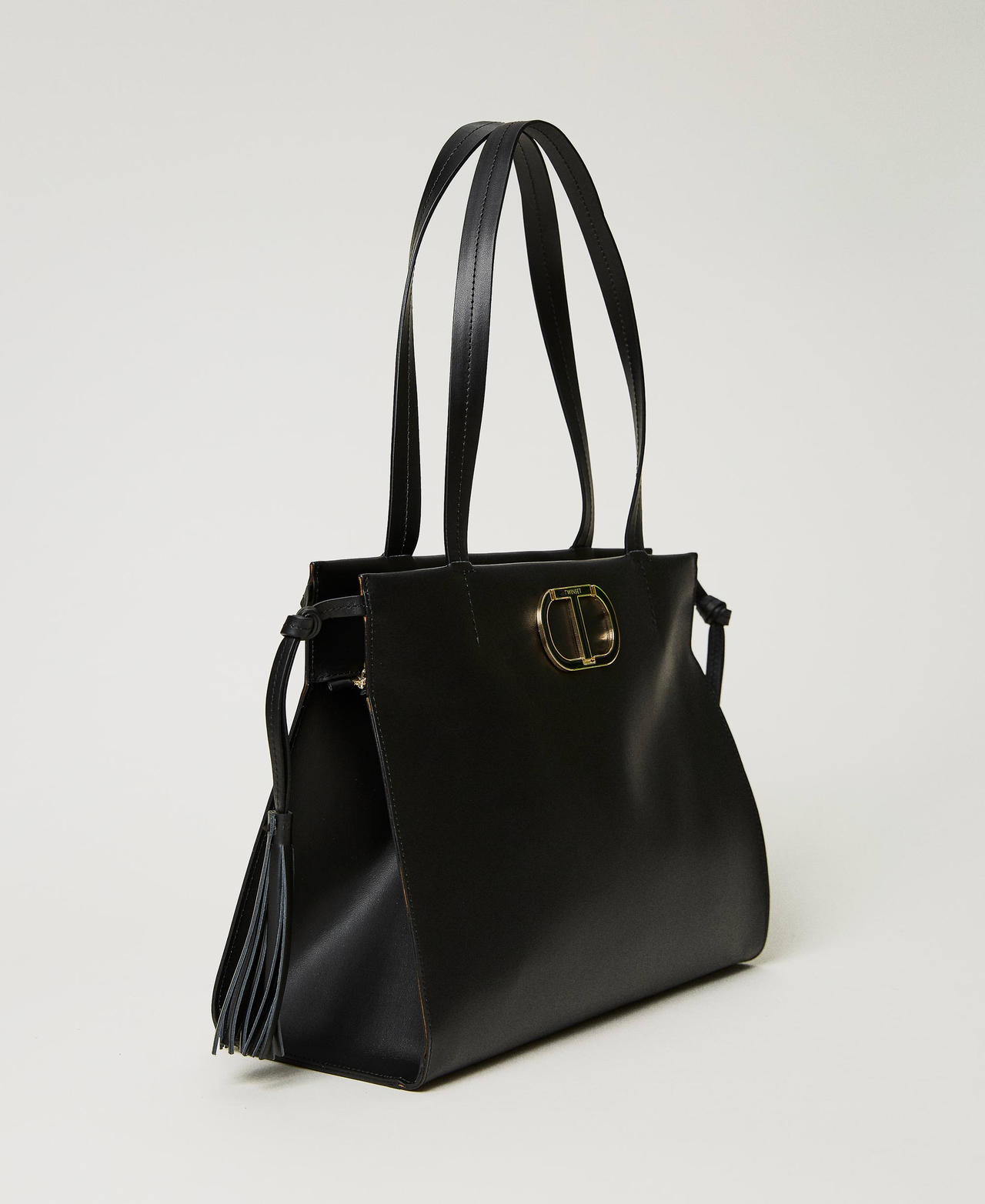 Borsa shopper 'Étoile' in pelle con nappe Nero Donna 232TB7421_00006_02