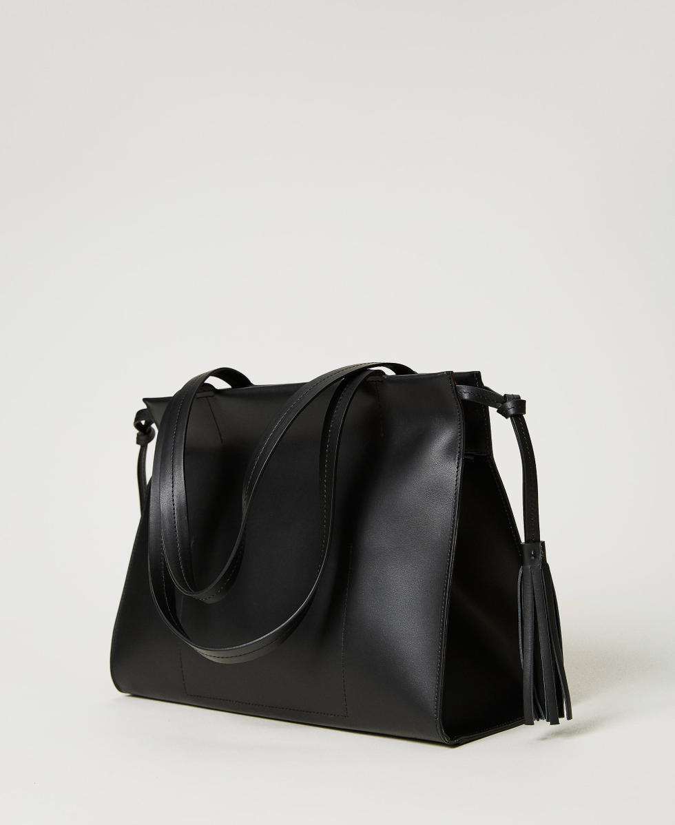 Borsa shopper Etoile in pelle con nappe Donna Nero TWINSET Milano