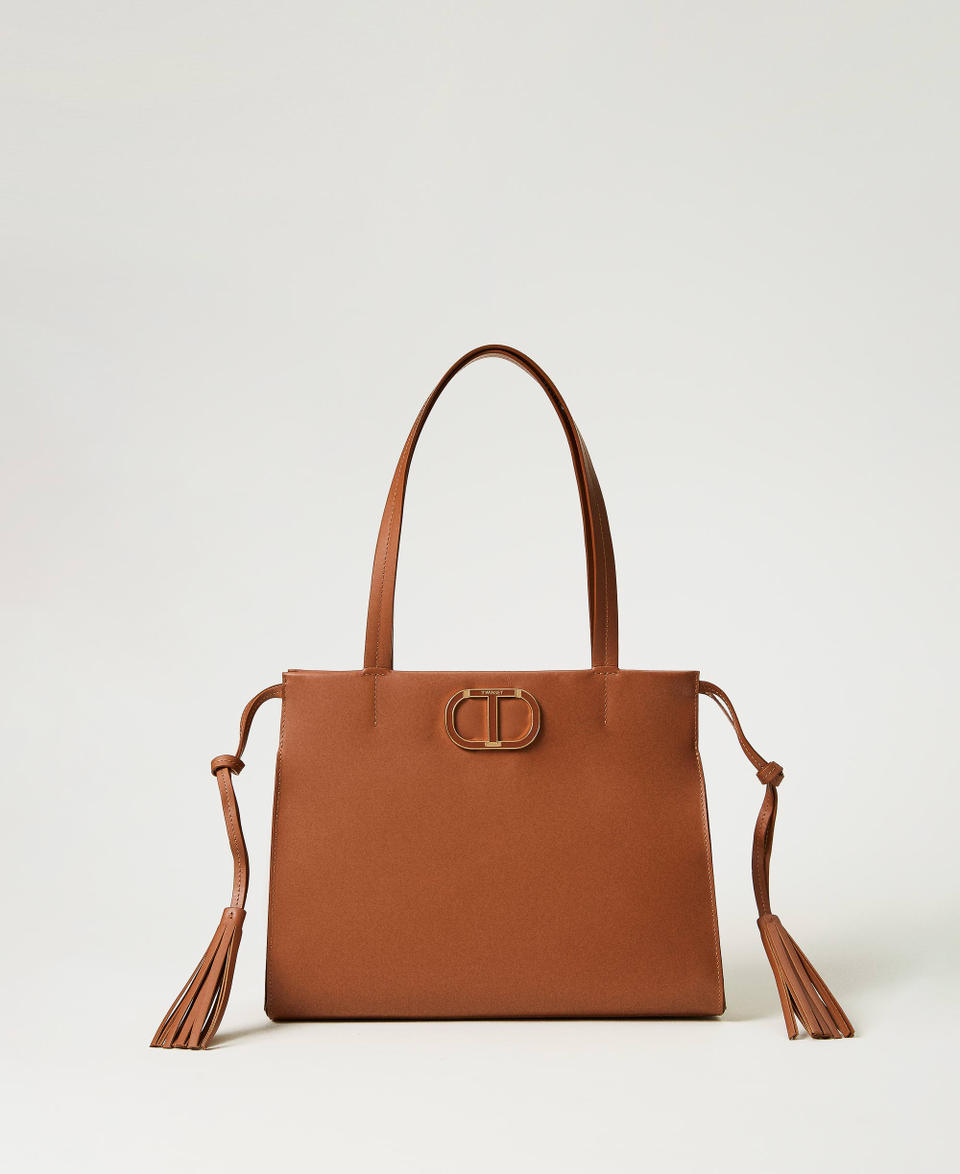 Borsa shopper 'Étoile' in pelle con nappe Leather Brown Donna 232TB7421_10785_01