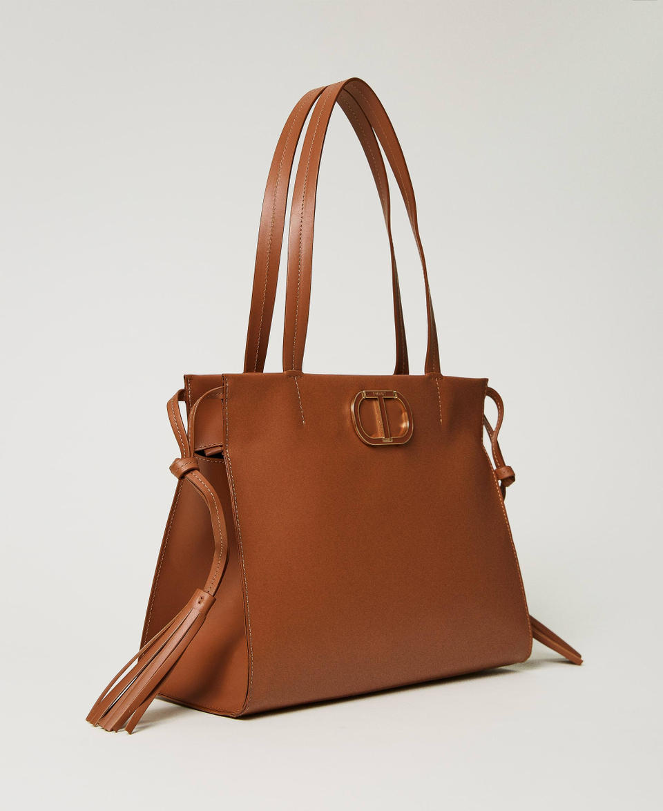 Borsa shopper 'Étoile' in pelle con nappe Leather Brown Donna 232TB7421_10785_02