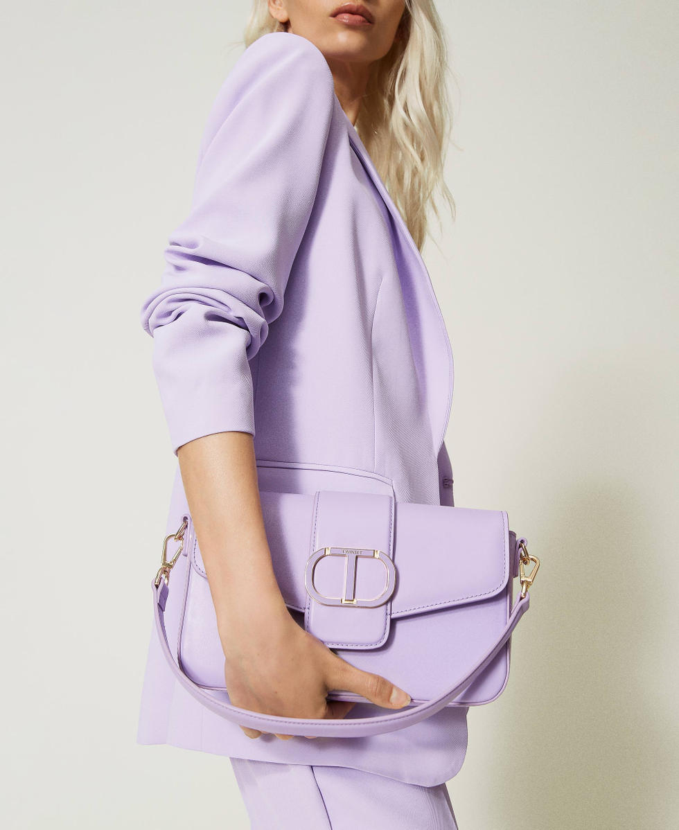 Amie' leather shoulder bag Woman, Purple | TWINSET Milano