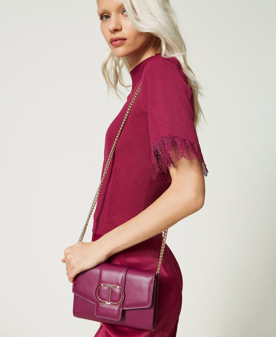 &lsquo;Amie&rsquo; leather clutch Dark Lilac Woman 232TB7442_10825_S0