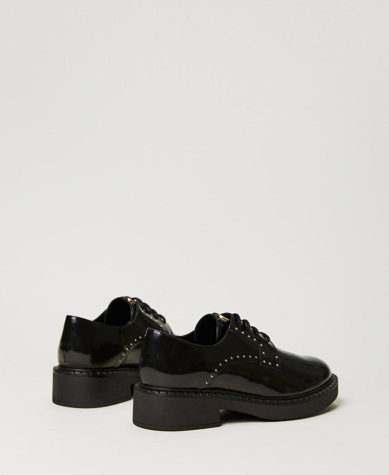 Tie-up shoes with studs Black Woman 232TCP040_00006_03