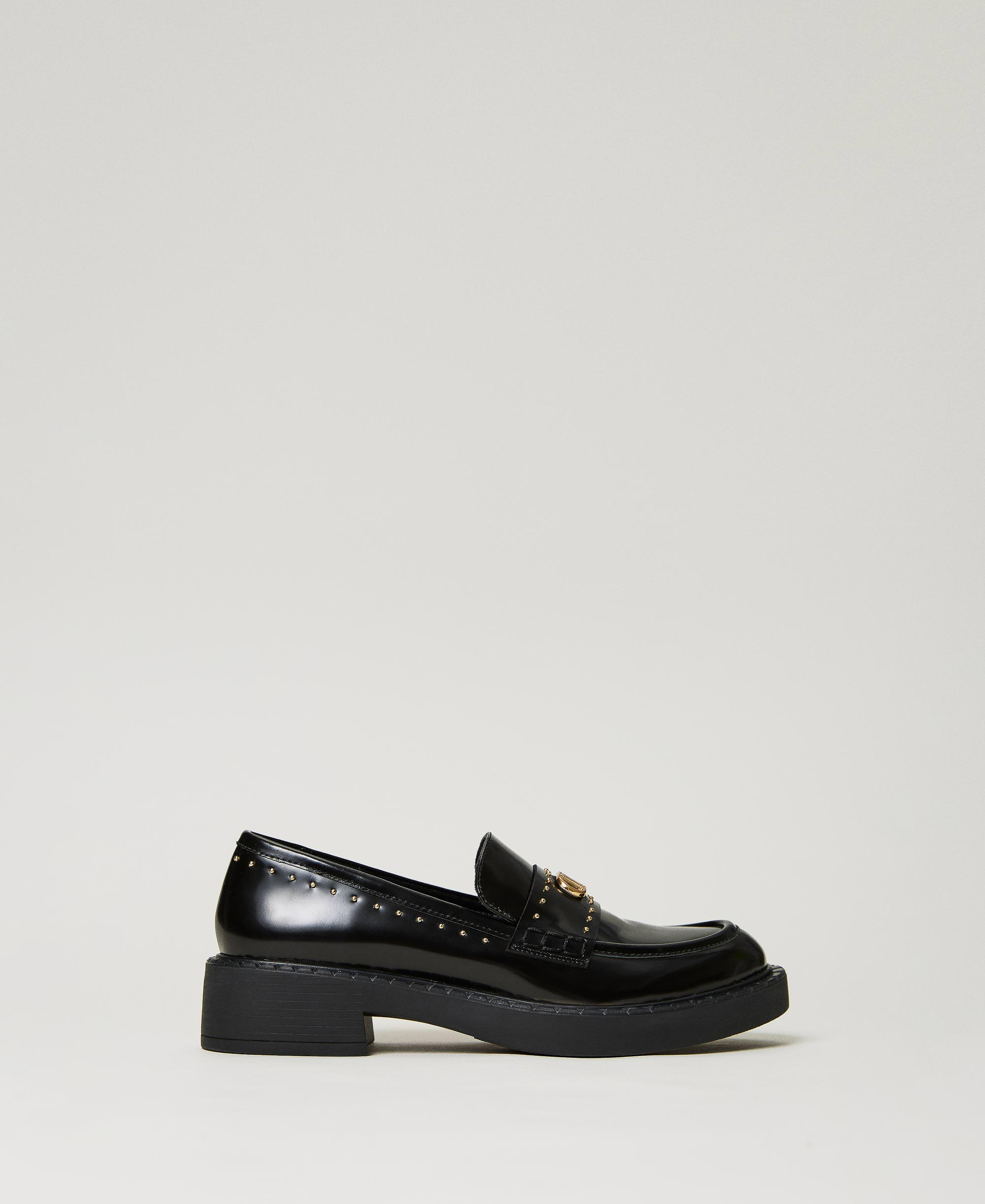 Leather loafers with studs