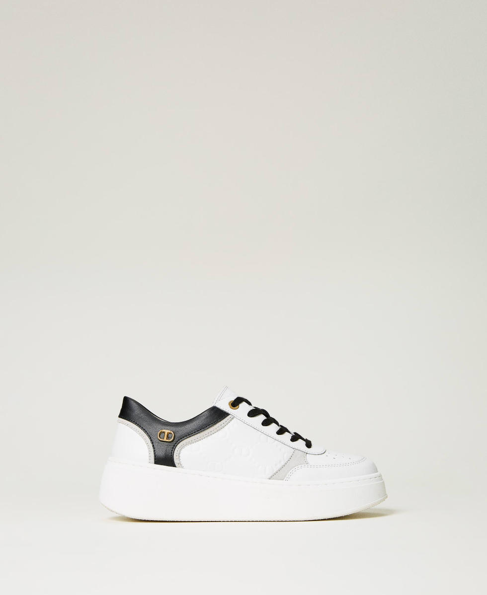 Leather platform trainers