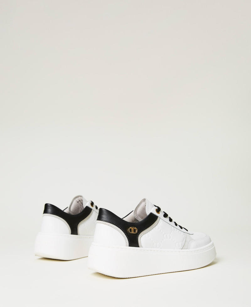 Sneakers platform in pelle Bicolor Off White / Nero Donna 232TCP090-03