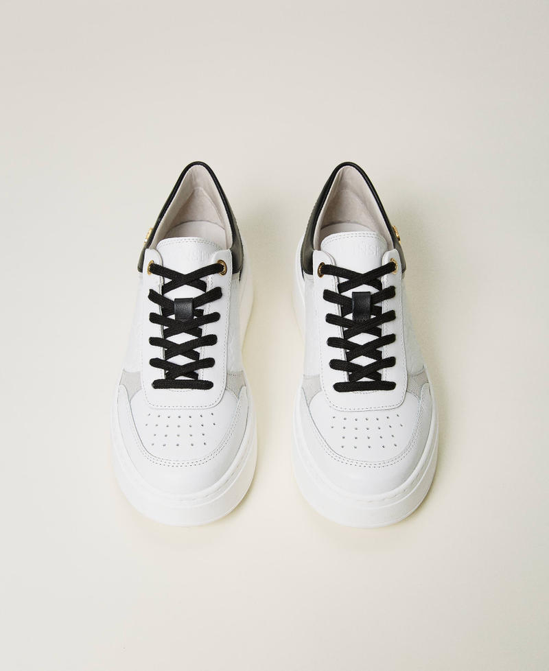 Sneakers platform in pelle Bicolor Off White / Nero Donna 232TCP090-04