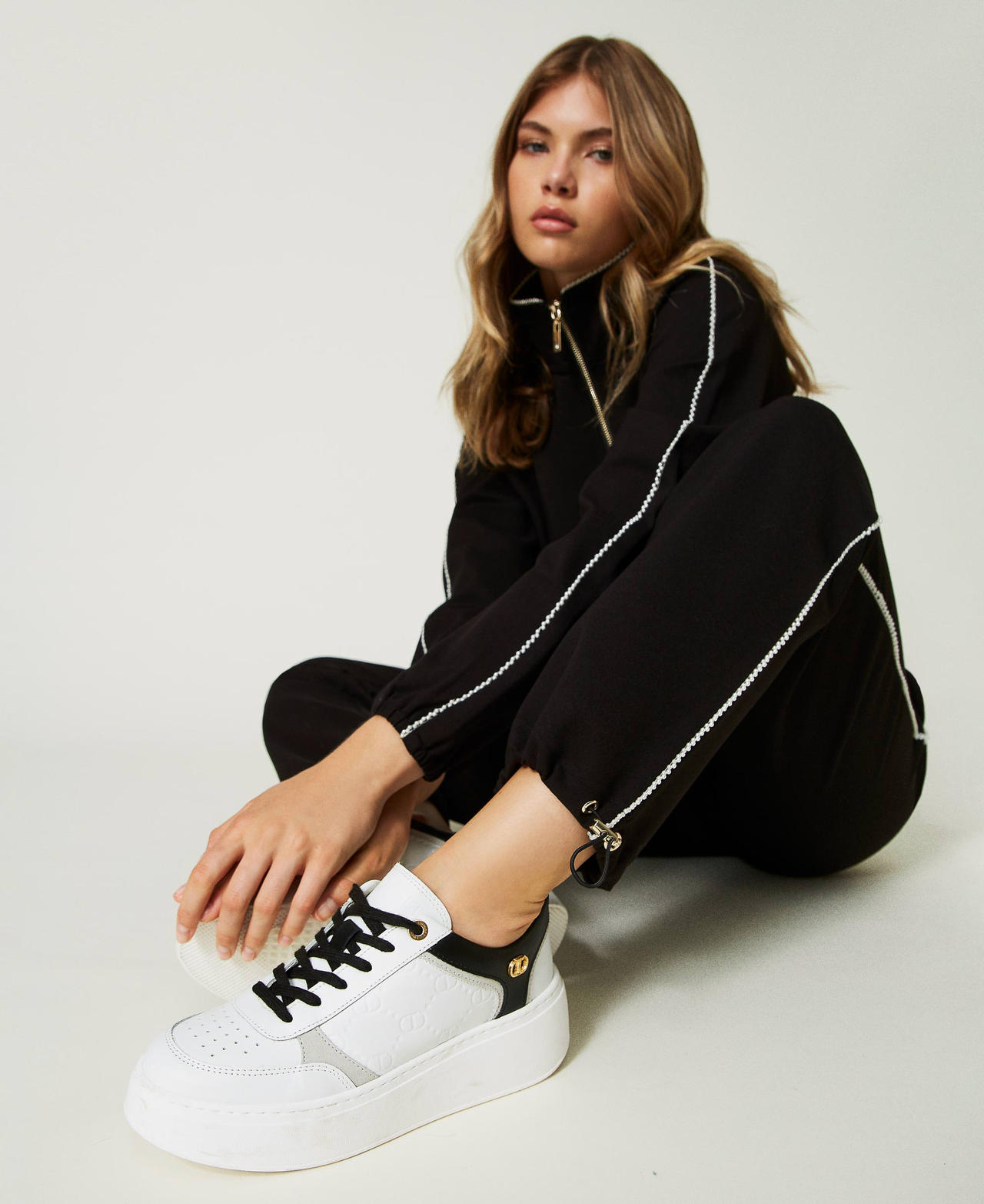 Sneakers platform in pelle
