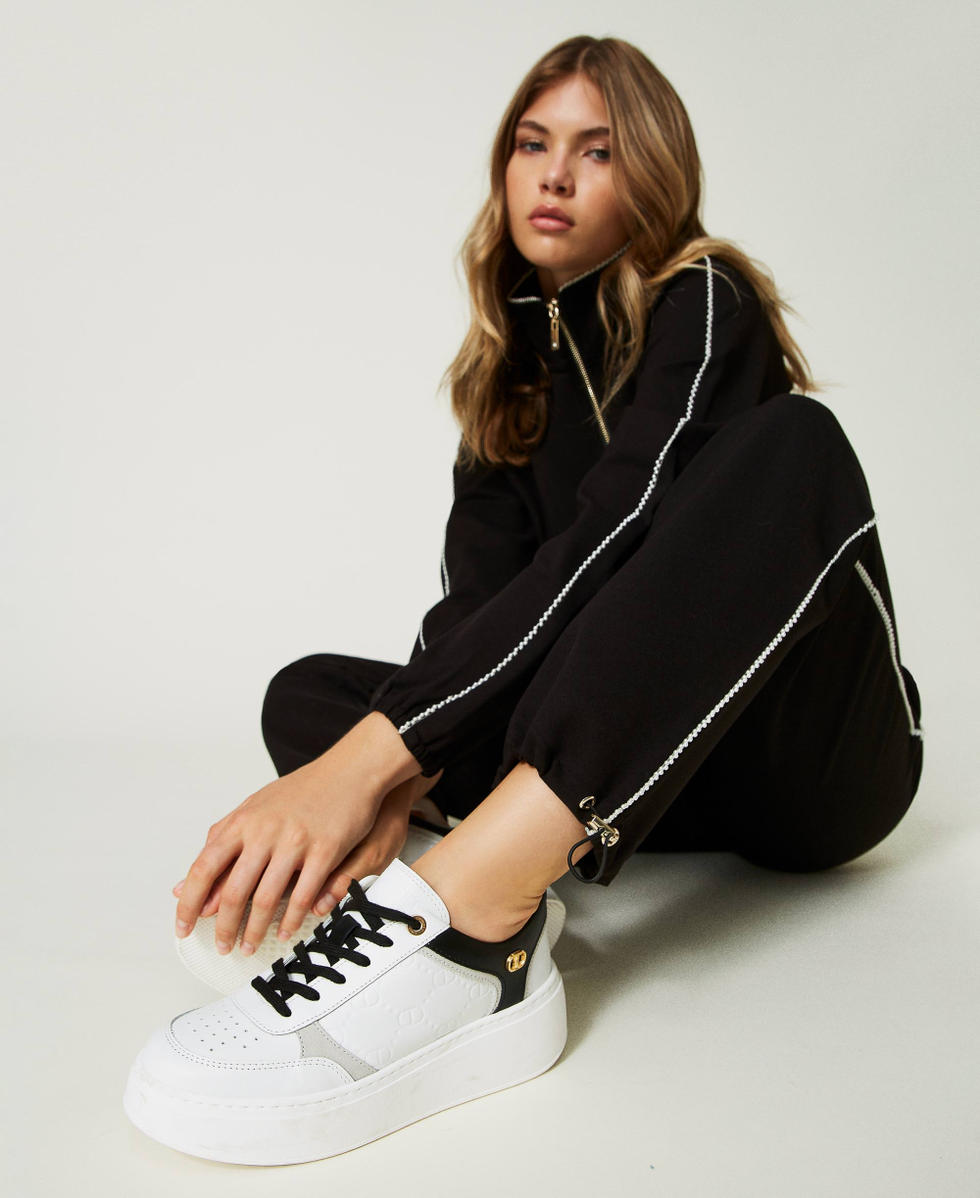 Leather platform trainers