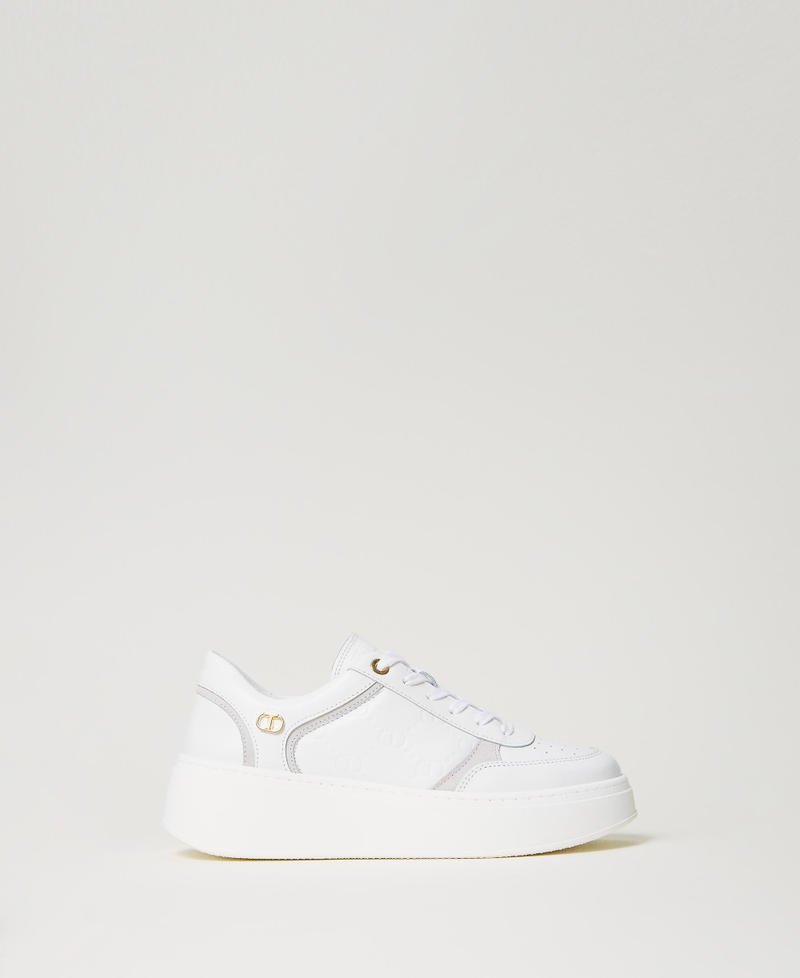 Sneakers platform in pelle e suede Bianco Donna 232TCP092-01