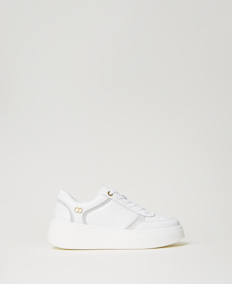 Leather and suede platform trainers