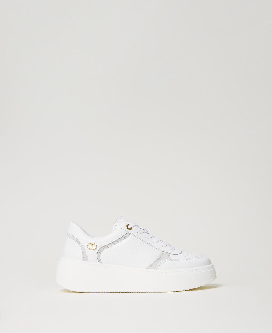 Leather and suede platform trainers