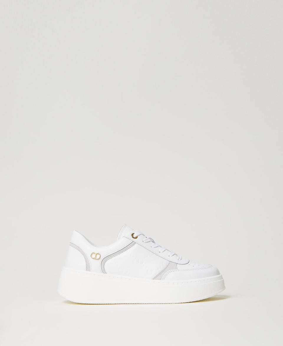 Leather and suede platform trainers White Woman 232TCP092_00001_01