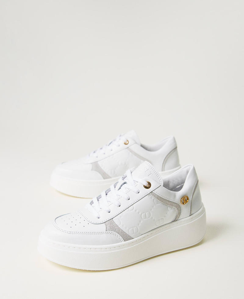 Leather and suede platform trainers
