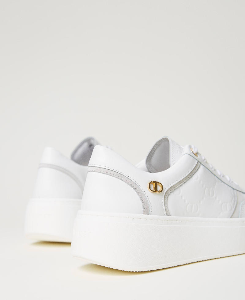 Leather and suede platform trainers White Woman 232TCP092-03