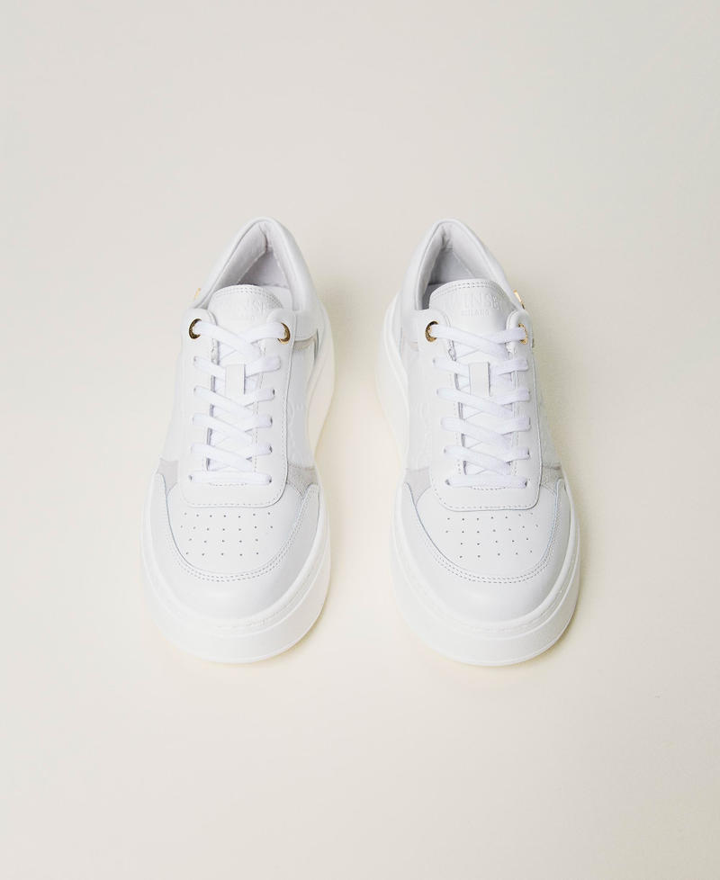 Sneakers de piel y ante con plataforma Blanco Mujer 232TCP092-04