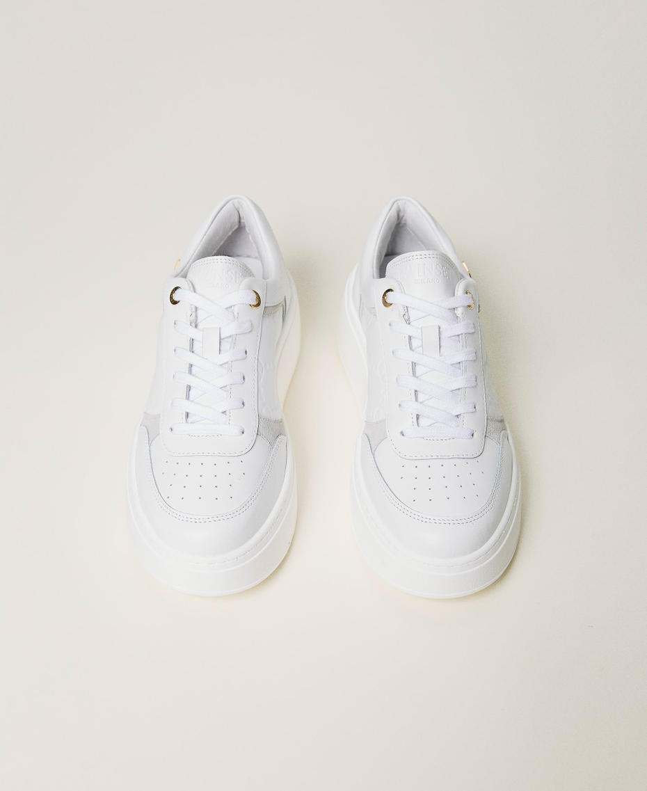 Leather and suede platform trainers
