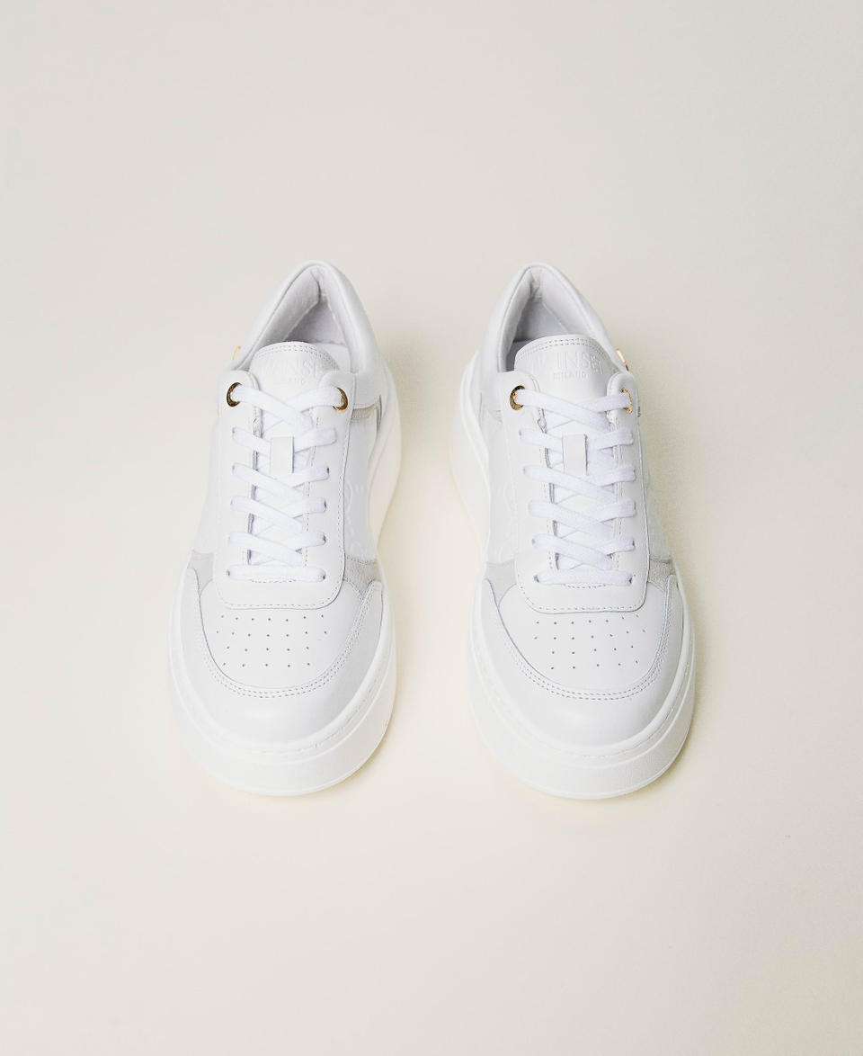 Leather and suede platform trainers White Woman 232TCP092_00001_04