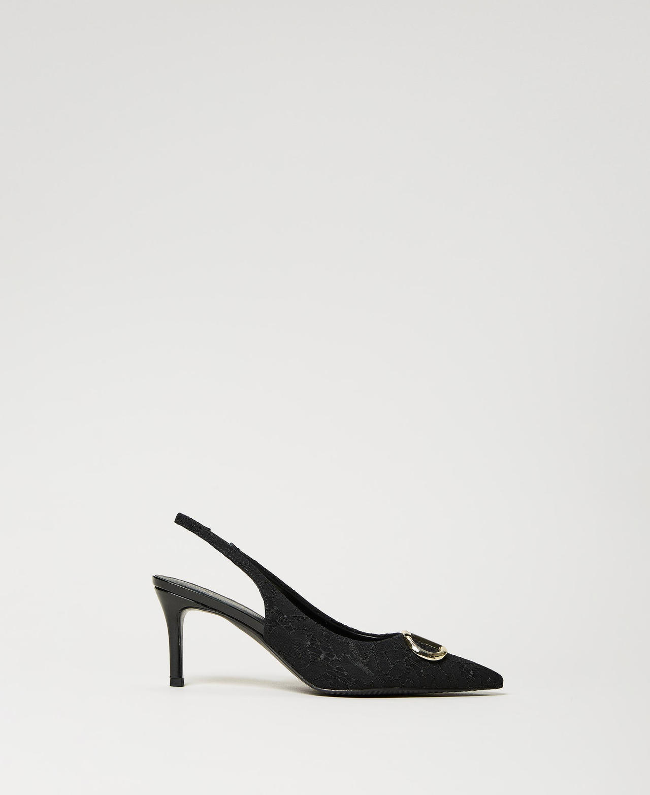 Twinset Scarpe - Décolleté sling back in pizzo, Nero, Taglia: 41 product