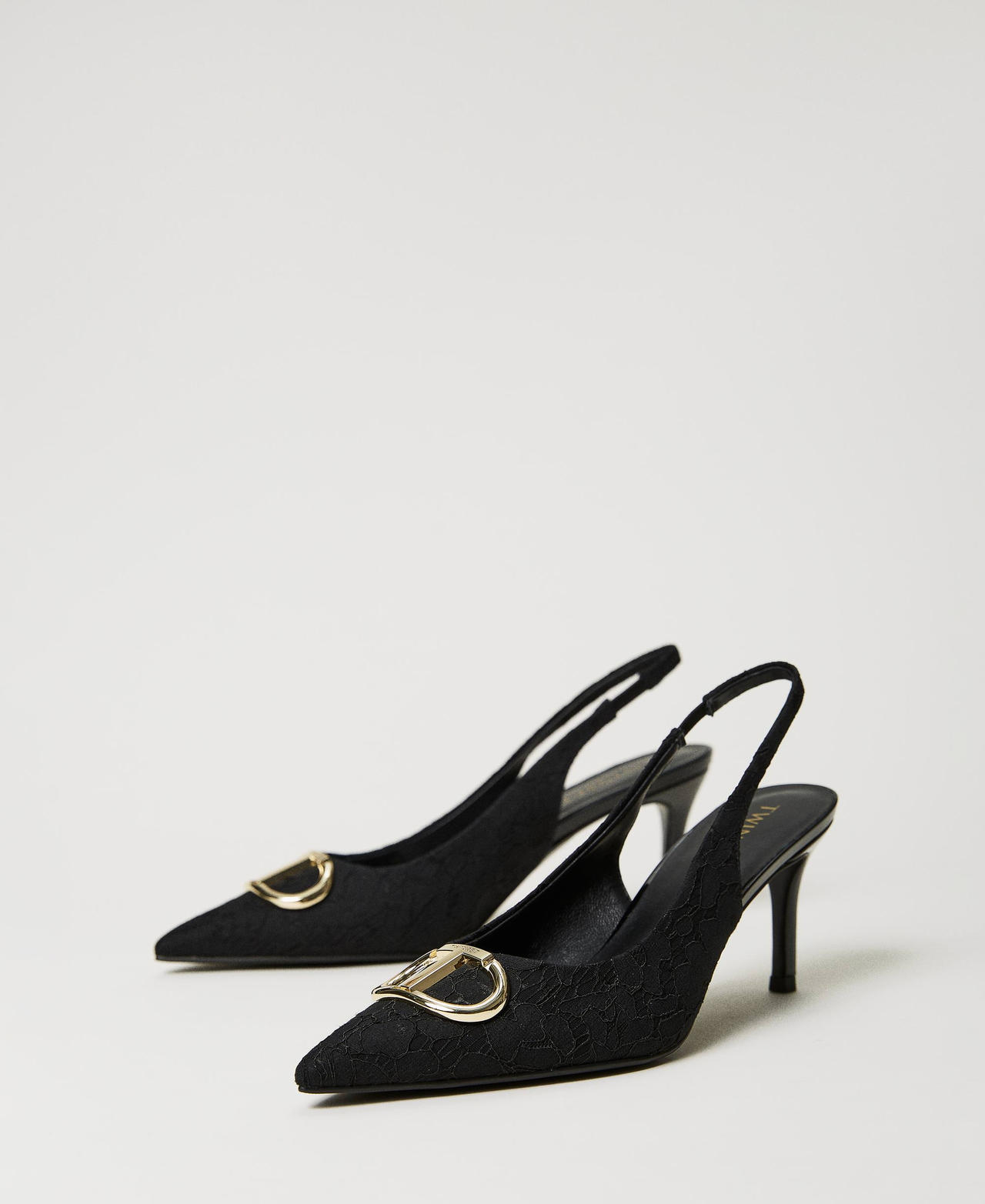 Décolleté sling back in pizzo