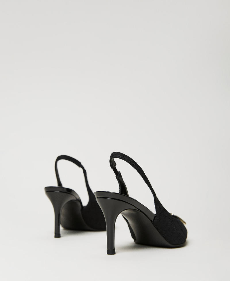 Décolleté sling back in pizzo
