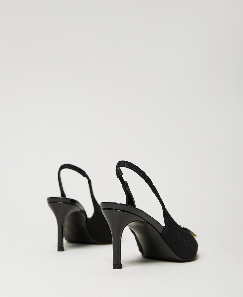 Décolleté sling back in pizzo
