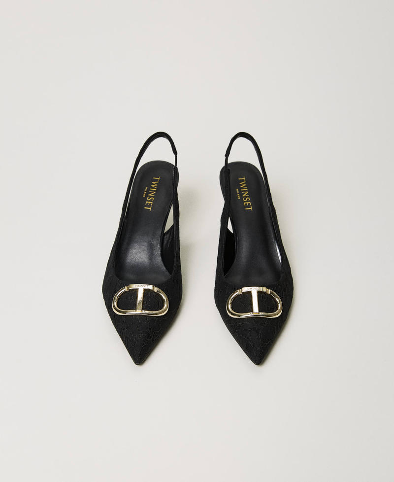 Décolleté sling back in pizzo