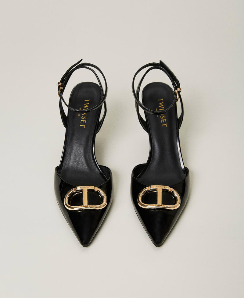 Patent leather court shoes with strap Woman Black TWINSET Milano