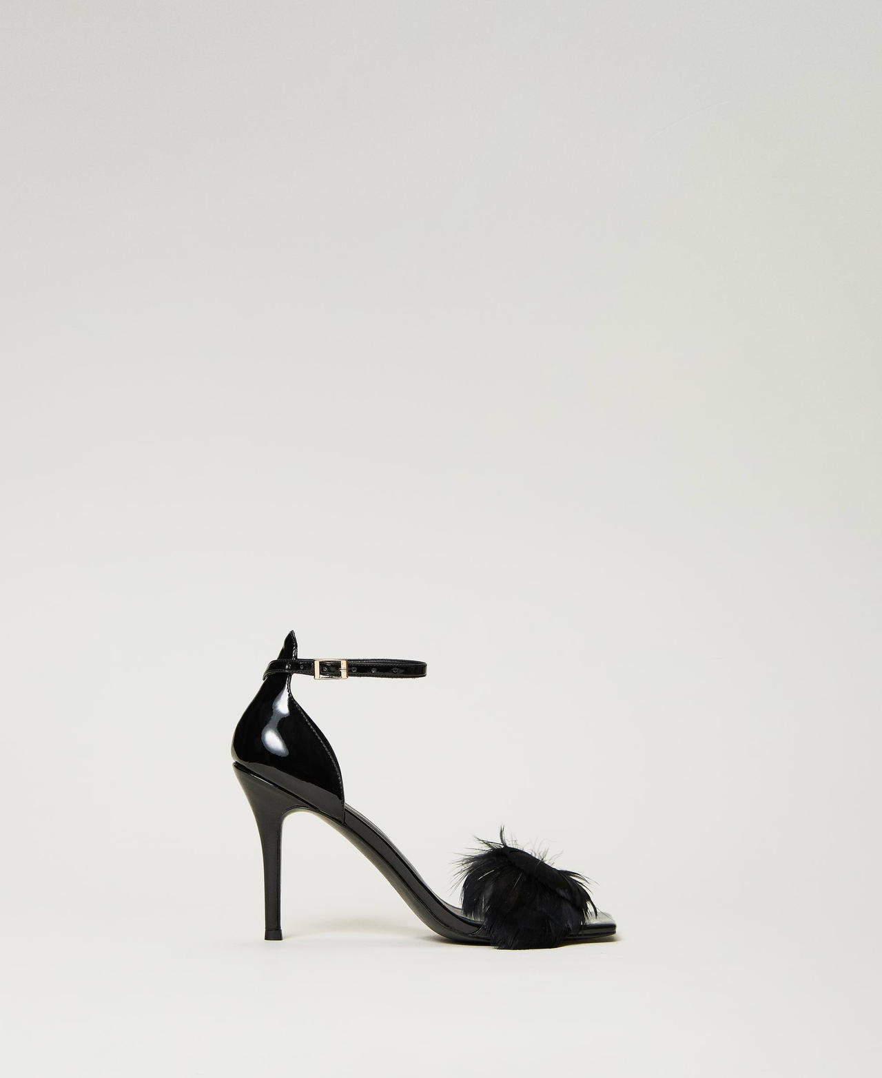 Sandales vernies avec plumes Femme Noir TWINSET Milano
