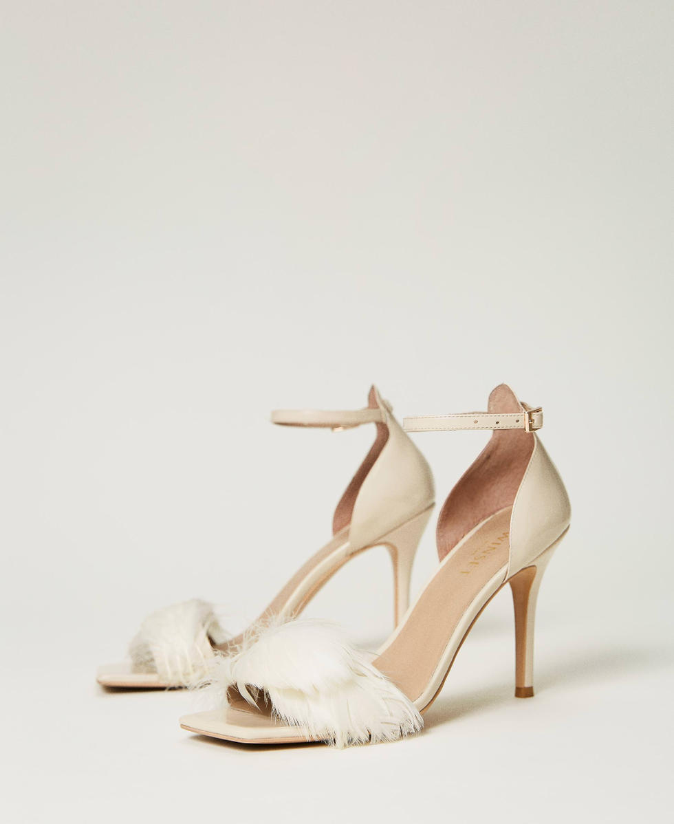 Patent leather sandals with feathers White Snow Woman 232TCP150_00282_02