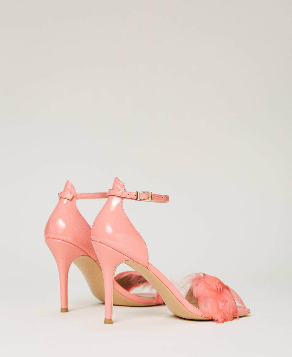 Lacksandalette mit Federn Tropical Pink Rosa Frau 232TCP150_00551_03