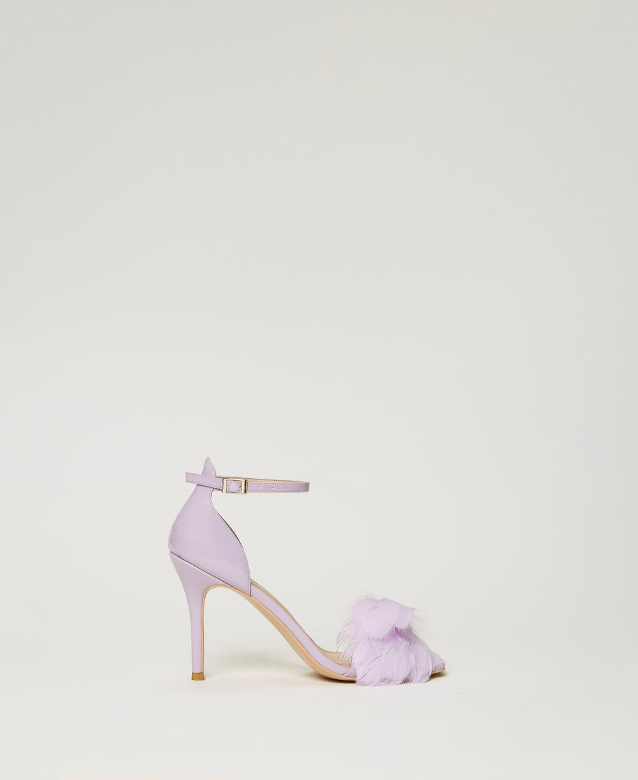 Patent leather sandals with feathers "Lavendula” Purple Woman 232TCP150_10782_01