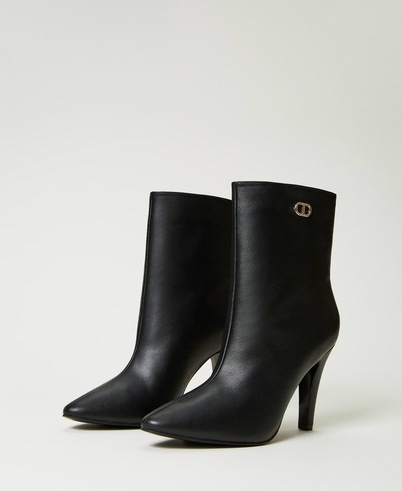 Leather ankle boots Woman Black TWINSET Milano