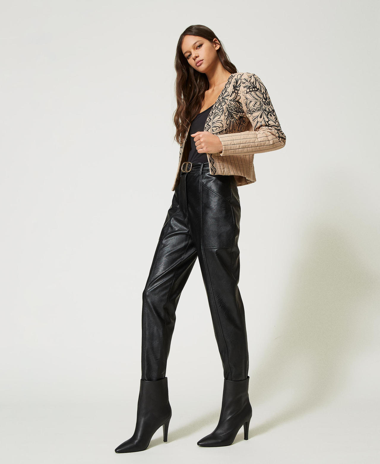 Leather ankle boots Woman Black TWINSET Milano